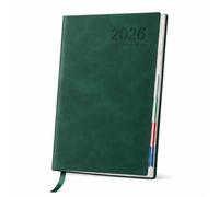 Top Sale 2026 A5 Diary - Soft PU Day-Per-Page Planner | Monthly Index Tabs, Ribbon Marker, Notes Everyday| Weekend Shared Page | Personal Info, Monthly Planner & Useful Reference Pages - Green