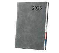 Top Sale 2026 A5 Diary - Soft PU Day-Per-Page Planner | Monthly Index Tabs, Ribbon Marker, Notes on Every Page | Weekend Shared Page | Personal Info, Monthly Planner & Useful Reference Pages - Grey