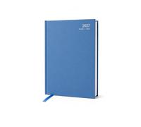Top Sale 2027 A5 Day Per Page Diary Hardcover Daily Planner with Matching Ribbon Bookmark, Clear Day Plan, Professional Appointment Organiser, Light Blue