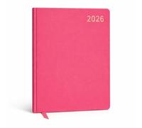 Top Sale A5 Daily Planner 2026 Day Per Page Diary UK - Hardback Organiser with 2025-2027 Calendars, UK Bank Holidays, Expenses Pages & Ribbon Bookmark - Deep Pink