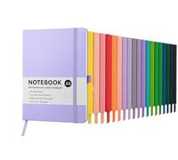 Top Sale A5 Soft Feel Hard Cover 192 Pages No-bleed 80gsm Smooth White Dotted Paper Notebook with Elastic Closure Band, Pen Holder and Matching Ribbon Marker (Lavender, Dotted line 192 Pages)