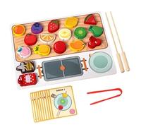 Top Sale Montessori Wooden Fruit Skewer Play Set for Toddlers | Fine Motor Skills Toy with Fruits, Order Cards, Skewers, Sauces - Pretend Play Food sorting Activity Set Educational Kitchen Toy Gift