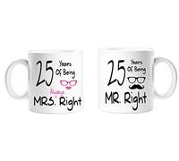 Top Sale Mr and Mrs Always Right Lips, Sunglasses and Moustache and Glasses Design - Pink, Red 11 OZ Tea/White Coffee Cup Mug (25 Years, Pink)