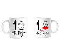 Top Sale Mr and Mrs Always Right Lips, Sunglasses and Moustache and Glasses Design - Pink, Red 11 OZ Tea/White Coffee Cup Mug (1 Year, Red)