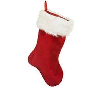 Top Sale Plush Christmas Stocking - Red and white Velvet Effect Deluxe Red Stocking 40 X 25cm