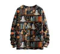 Top Selling Items Jumpers for Women UK Plus Size Halloween Cute Ghost Printed Knitted Sweatshirts Casual Round Neck Long Sleeve Pullover offers of The Day for Women