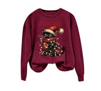 Top Selling Items Winter Sweatshirt for Women Ladies Autumn Winter Warm Christmas Cute Printed Sweatshirt Long Sleeve Pullover Hoodie Bargains of The Day Sale (Wine, M)