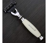 Top Selling Triple Blade Cartridges Compatible Razor - Luxury Ivory Colour Resin & Metal - Outstanding Balance - Includes 1 Cartridge Head - Hand Crafted in England - Great Gift for any Gentleman