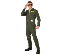 Top Shot Pilot Costume 1980s Flight Navy Mens Aviator Army Fancy Dress