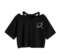Top Sleeve Women's Corn Tops Short Blouse Printed Planet Summer Shirt Tank Casual Women's Blouse Roller Skates Accessories, black, S