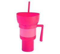 Top Snack Bowl Drink Cup, 2in1 Cup and Bowl Combo, Portable Tumbler, with Built-in Straw & Ergonomic Handle, Spill-Proof, Easy to Clean, Du-Al Purpose Design, for Snacks & Drinks