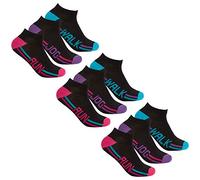 Top Sox Ladies 9 Pairs Trainer Liner Socks Walk Run Jog Ankle Gym Everyday Cotton Rich 4-8 Black