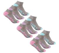 Top Sox Ladies 9 Pairs Trainer Liner Socks Walk Run Jog Ankle Gym Everyday Cotton Rich 4-8 Grey