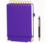 Top Spiral Notebook 5x7 Leather Steno Pads 300 Pages Hardcover Spiral Notepad for Work Top Bound Steno Notebook, 100 GSM Thick Paper, Left Handed Notebooks for Office College School, Purple