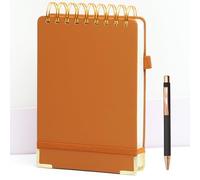 Top Spiral Notebook 5x7 Leather Steno Pads 300 Pages Hardcover Spiral Notepad for Work Top Bound Steno Notebook, 100 GSM Thick Paper, Left Handed Notebooks for Office College School, Brown