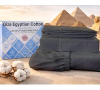 Top Split King Sheets Sets for Adjustable Bed-Sheets for Sleep Number Beds, Split Top King-King 34" Top Split King Sheets -4 Pcs Set Split Top King Sheets 100% Giza Cotton Upto15-18" Deep (Dark Grey)