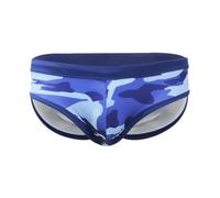 Top Spot Apparel Men's Flattering Fit Swim Briefs, Camouflage, Blue, Large