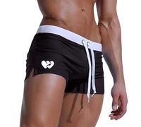 Top Spot Apparel Men's Square Cut Swim Trunks and Drag Suit, Back Pocket, Black, XL