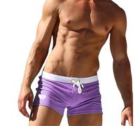 Top Spot Apparel Men's Square Cut Swim Trunks and Drag Suit, Back Pocket, Lavender Purple, XXL