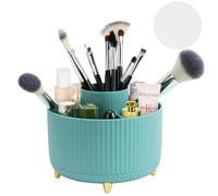 Top-spring 360° Rotating Makeup Organiser, Pen Holder for Desk, Spinning Makeup Brush Holder with Anti-slip Mat, Pencil Make Up Desktop Storage 5 Slots for Office Stationery Cosmetics Storage (Blue)
