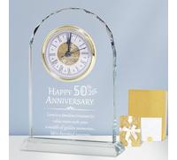 Top-spring Golden Wedding, Desk Clock With Card, 50th Anniversary Wedding Gifts for Couple, Parents & Grandparents, Quartz Clock Anniversary Decorations for 50 Years of Marriage