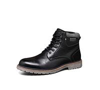 TOP STAKA Men's Boots Lace Up Winter Shoes Fur Warm Ankle Boots Anti-slip Snow Shoes Black