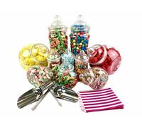 Top Star Vintage Victorian Pick & Mix Candy Buffet Kit - 10 Jar Pack & Pink Stripe Bags