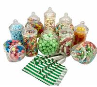 Top Star Vintage Victorian Pick & Mix Candy Buffet Kit - 10 Mini Jar Pack Green Striped Paper Bags