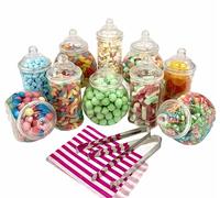 Top Star Vintage Victorian Pick & Mix Candy Buffet Kit - 10 Mini Jar Pack Pink Striped Paper Bags