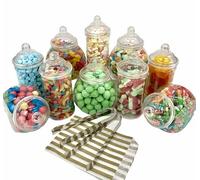 Top Star Vintage Victorian Pick & Mix Candy Buffet Kit - 10 Mini Jar Pack with Gold Striped Paper Bags