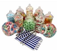 Top Star Vintage Victorian Pick & Mix Candy Buffet Kit - 10 Small Jar Pack Dark Blue Striped Bags