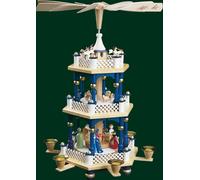 Top Table Pyramid Birth of Christ Blue Erzgebirge Pyramid 3 Tier New 16727