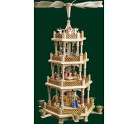 Top Table Pyramid Birth of Christ Colorful Erzgebirge Pyramid 3 Tier New 16723