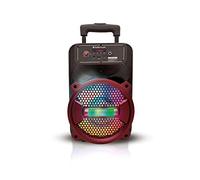 Top Tech Audio Rock-8 1500W Portable Bluetooth Speaker, 8-Inch Woofer, LED Lights, Rechargeable Battery, Wireless Streaming, USB, TF Card & AUX Input, FM Radio, Karaoke Microphone Included, Red