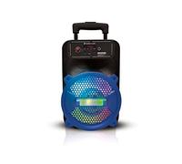 Top Tech Rock-8 Fully Amplified 1500W Portable Bluetooth Speaker, 8-Inch Woofer, LED Lights, 5-Hr Rechargeable Battery, USB, TF Card, FM Radio, AUX Inputs, Wired Microphone for Karaoke, Blue