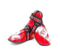 Top Ten WAKO Competition Approved Red Glossy Point Sparring Boots (Large)