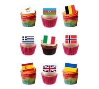 Top That 35 Stand Up Europe European Flags Eurovision Edible Wafer Paper Cake Toppers Decorations