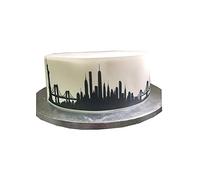 Top That Edible Decor Sheet Black & White Silhouette New York City Skyline Border Ribbon - Perfect for Decorating Larger Cakes- Easy to Use