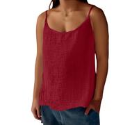 Top Tops Loose Breathable Tunic Women Cotton Linen T-Shirt Retro Tee Shirt Women Large Size Shirt Summer Spring Vest Thin Straps Tank Top Casual Corset Lightweight Loose Top Tops, Z1-red, L