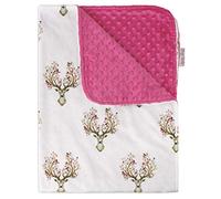 Top Tots"Deer Collection" Deluxe Minky Dot Polyester Baby Blanket, Flowered Antlers Pink, 40 by 29 inch Includes 1-Year Warranty