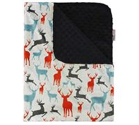 Top Tots"Deer Collection" Deluxe Minky Dot Polyester Baby Blanket, Red, Blue and Black Deer, 40 by 29 inch Includes 1-Year Warranty