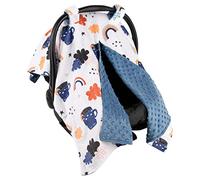 Top Tots Deluxe Minky Baby Car Seat Cover - Night Tea, 40 x 29 Inch Blue Grey