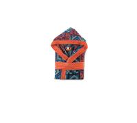 Top Towel Jacquard Bathrobe 100% Cotton 500 g/m² - Velvet Finish, High Absorption and Soft Touch, Orange blue, S