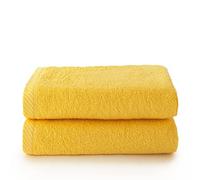 Top Towel - Plus - Large Bath Towels - Bathroom Towels - 2 Hand or Sink Towels - 50 x 100 cm - 100% Cotton - Lemon