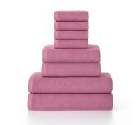Top Towel Set of 8 Bath Towels - 2 x Shower Towels, 2 x Hands/Washbasin and 4 x Face or Bidet - 100% Soft Cotton 400 g/m² - Ideal for Modern and Stylish Bathroom