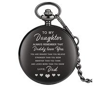 Top Unique Family Gifts Customized Greeting Words I Love You Theme Quartz Pocket Chain Watch Souvenir Gifts for Dad Mom Son ToMyDaughter