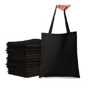 Top Urban Tote Bag Plain Natural Cotton Bag Ideal for Shopping Printing and Decoration Lightweight Reusable Canvas Fabric Bags for DIY, Advertising, Promotion, Gifts (Black, Pack of 12)