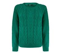 TOP VENDOR Ladies Cable Knitted Crew Round Neck Long Sleeve Womens Jumper Sweater Size 8-14 [Jade,SM (8-10)]
