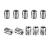 TOP-VIGOR 10 Pcs Thread Adapters Sleeve Reducing Nut, M12 x 1.75 Male to M8 x 1.25 Female Repairing Insert Nut Screw Reducer 303 Stainless Steel for Metal & Automotive Fixes (15mm Long)
