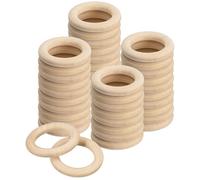TOP-VIGOR 100Pcs Natural Wood Rings, 35mm Unfinished Wooden Rings, Wooden Loops Rings Pendant Connectors for Macrame Loose Parts Play, DIY Arts and Crafts, Jewellery Making, Ornaments, Home Decor